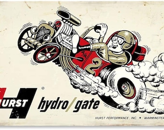 Hurst Hydro Gate Vintage Metal Sign - BBT-020 - Shifter Gasser Camaro Mopar GTO SS Amx Mustang Rat Hot Rod