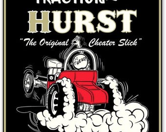 Traction By Hurst Vintage Metal Sign 20' x 18" - BBT-026 - Gasser Hot Rat Rod Cheater Slicks