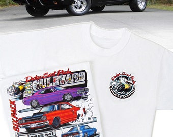 Dodge Scat Pack Boulevard White T-Shirt - HS #025 Mopar Challenger R/T Charger Super Bee Daytona