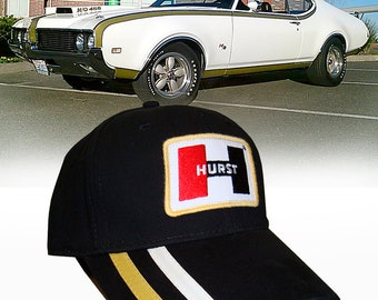 Hurst Double Stripe with Patch Hat - HH #300 Hurst Performance T-Handle Competition Plus 4 Speed Gasser Decal Wheel Shifter Hot Rod Drag