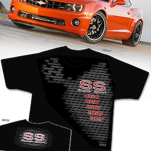SS スーパースポーツ ブラック T シャツ - HS #003 シボレー シボレー ボウタイ カマロ シェベル ノヴァ インパラ モンテカルロ 454 427 396 350 327