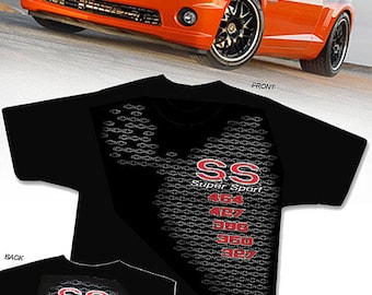 SS Super Sport Black T-Shirt - HS #003 Chevrolet Chevy Bowtie Camaro Chevelle Nova Impala Monte Carlo 454 427 396 350 327