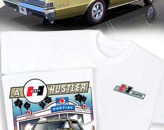 1965 Pontiac GTO Hurst Hustler T-shirt - HS #031 Wielen sticker Shifter 389 Royal Racing GeeTO Tiger