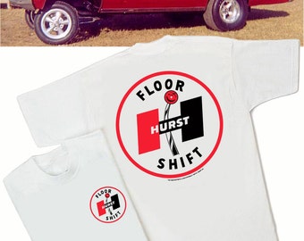 Hurst 60's Floor Shift White T-Shirt - HS #047 Shifter Gasser Camaro Mopar GTO SS Amx Mustang Rat Hot Rod