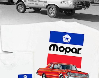 Mopar 1964 Dodge White T-Shirt - HS #026 S/S Super Stock 426 HEMI Vintage Drag Racing Gasser Polara 440 330