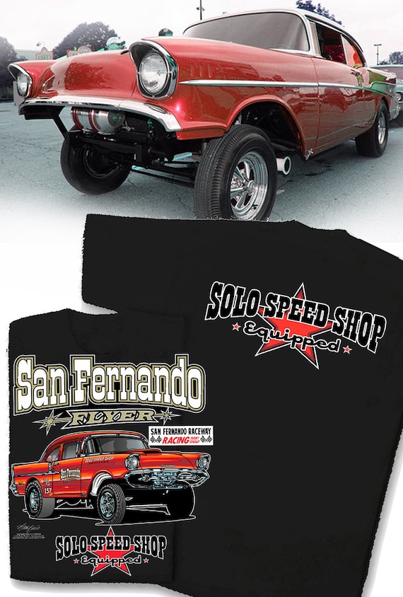 57 Chevy T Shirt Gasser Speed Shop 1957 Drag Strip Classic Car Shirt Hot Rod Tee