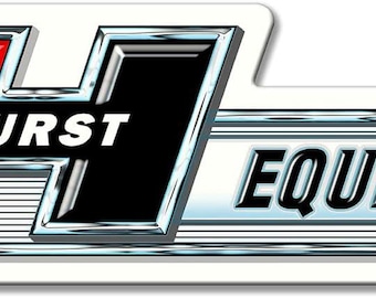 Hurst Equipped Vintage Metal Sign BBT-039 - 29" x 8" - Gasser Shifter decal racing Camaro GTO Mopar Mustang