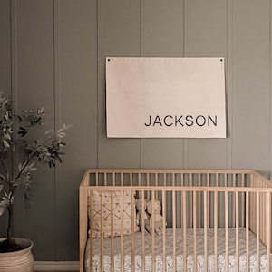 Custom Baby Name Canvas Flag | Kids Room Wall Art | Fabric Wall Hanging | Baby Gift | Nursery Wall Art | Jackson