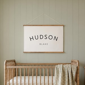 Custom Baby Name | Wall Hanging | Canvas Art | Personalized Baby Gift | Nursery Decor | Hudson Blake