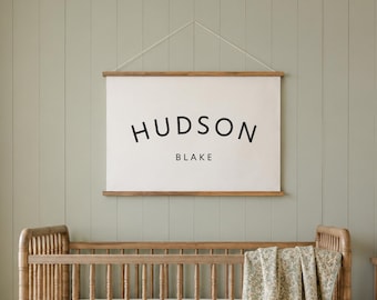 Custom Baby Name | Wall Hanging | Canvas Art | Personalized Baby Gift | Nursery Decor | Hudson Blake