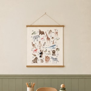 Animal Alphabet Wall Art | Canvas Wall Hanging | Classroom Decor