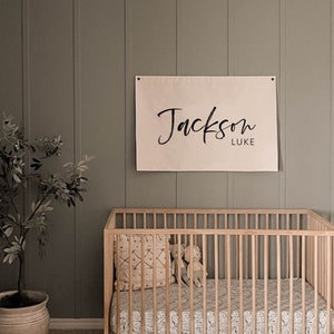 Personalized Baby Name Flag | Canvas Banner | Nursery Name Sign | Custom Name Banner | New Baby Gift | Jackson Luke