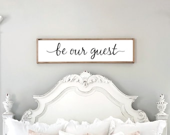 Guest room decor | be our guest sign | framed sign | home wall decor | farmhouse wall decor | farmhouse sign | D1