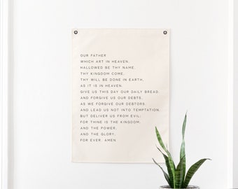 Our father prayer flag | dining room wall decor | sign for kitchen | prayer sign | Lord's prayer sign