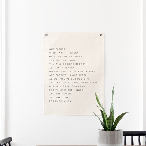Our father prayer flag | dining room wall decor | sign for kitchen | prayer sign | Lord's prayer sign