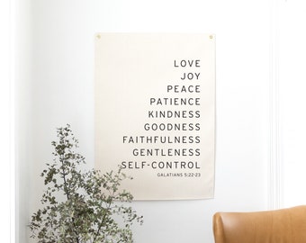 Love joy peace flag | fruit of the spirit sign | scripture wall decor | verse wall decor | scripture flag banner