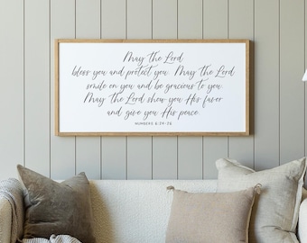scripture sign | may the Lord bless you and protect you sign | Numbers 6:24-26 | wood sign | farmhouse wall decor | Bible verse sign