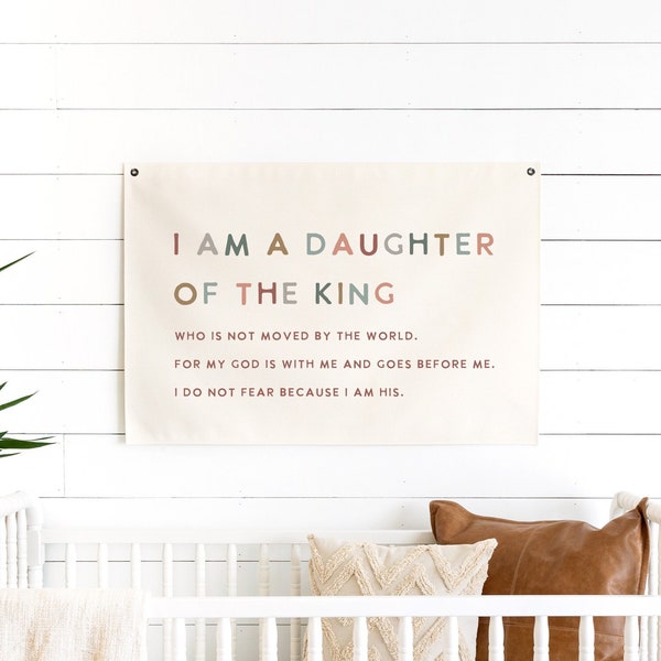 I Am A Daughter Of The King | Canvas Flag For Nursery | Wall Art Canvas | Wall Hanging | Kids Room Decor | Nursery Wall Decor