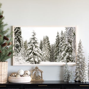 Winter Landscape | Framed Wall Art | Living Room Wall Decor | Christmas Wall Decor | Winter Wonderland | Winter Pines | W83