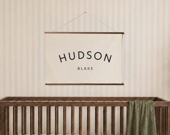 Custom Baby Name | Wall Hanging | Canvas Art | Personalized Baby Gift | Nursery Decor | Hudson Blake