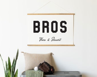 Personalized Bros Wall Art Sign With Custom Names | Unique Brothers Room Decor | Gift For Baby Shower Or Birthday | 12