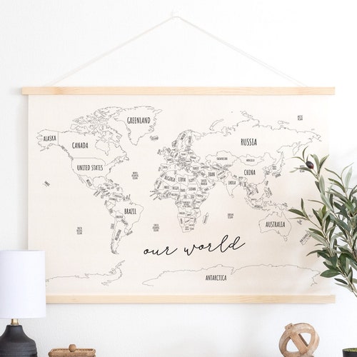 World Map Wall Decor Travel Decor Homeschool Decor Etsy