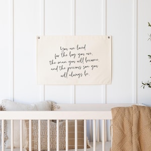 You Are Loved Canvas Flag | Boy Nursery Decor | Boy Bedroom Decor | Nursery Wall Art | Boy Baby Shower Gift