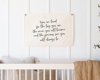 You Are Loved Canvas Flag | Boy Nursery Decor | Boy Bedroom Decor | Nursery Wall Art | Boy Baby Shower Gift