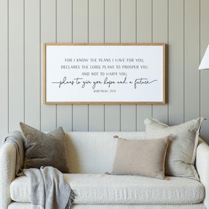 scripture wall art | for I know the plans I have for you sign | Jeremiah 29:11 sign | wood sign | Christian home decor | Bible verse sign