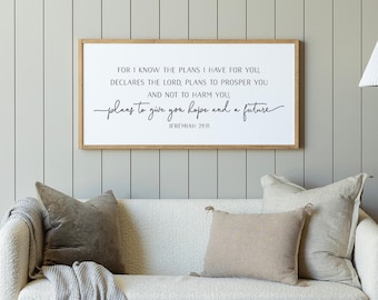 scripture wall art | for I know the plans I have for you sign | Jeremiah 29:11 sign | wood sign | Christian home decor | Bible verse sign