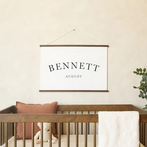 Custom newborn name sign canvas wall hanging for personalized nursery decor