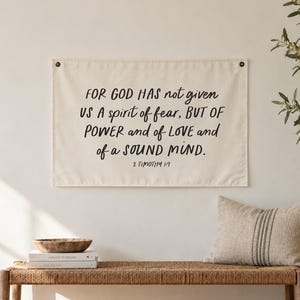 2 Timothy 1:7 Canvas Flag | Christian Scripture Wall Hanging