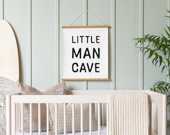 Little Man Cave | Canvas Sign | Fabric Wall Hanging | Boy Room Decor | Playroom Wall Decor | Nursery Wall Art