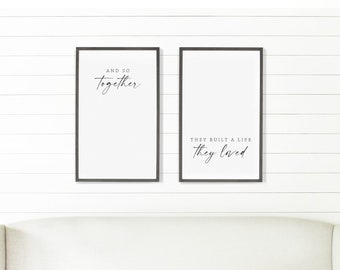 And so together sign set | wooden signs | wedding gift | bedroom wall decor | sign for above bed | bedroom wood signs