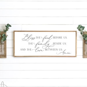 dining room sign | bless the food before us sign | dining room wall decor | sign for kitchen | farmhouse wall decor | kitchen wood sign | D1