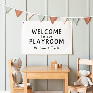 Decoración de pared para sala de juegos / Pancarta de lienzo personalizada / Decoración personalizada para habitación infantil / 67