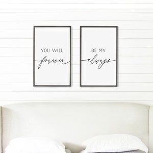 You will forever be my always sign set | wall decor for master bedroom | bedroom wall decor | sign for above bed | master bedroom wood signs