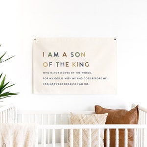 I Am A Son Of The King | Canvas Flag For Nursery | Wall Art Canvas | Wall Hanging | Kids Room Decor | Nursery Wall Decor