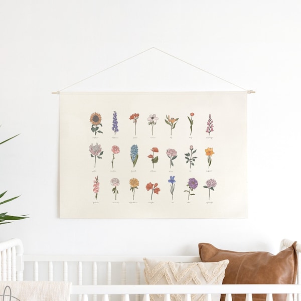 Farmhouse Florals | Wall Hanging | Wall Art Canvas |  Nursery Wall Art | Baby Room Decor