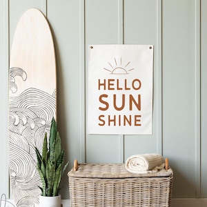Hello Sunshine Canvas Wall Art | Sun Wall Decor for Kids Room, Nursery, and Coastal Decor | Sunrise Sketch | 33