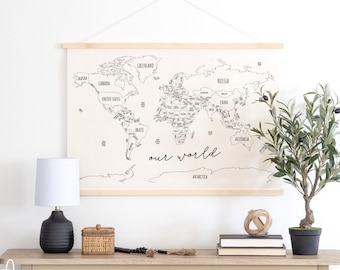 World Map | Wall Decor | Travel Decor | Homeschool Decor | Classroom Decor | Living Room Decor