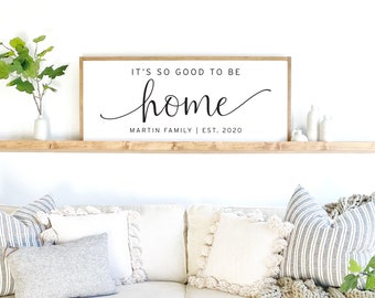 family name sign | it's so good to be home sign | last name sign | home decor sign | established sign | above couch decor