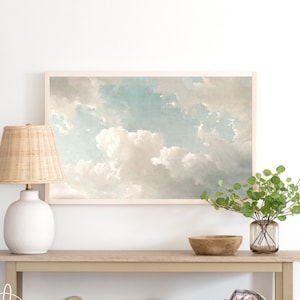 Clouds and Sky Painting | Vintage Wall Art | Framed Wall Art | Landscape Painting | Living Room Decor | Bedroom Decor | W45