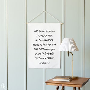 For I Know The Plans I Have For You | Canvas Banner | Christian Wall Art | Jeremiah 29:11 | Bible Verse Wall Art | Christian Wall Decor