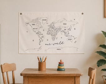 United States Map Wall Art | Educational Canvas Hanging | Kids Room & Playroom Decor