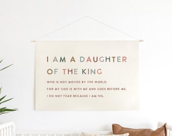 I Am A Daughter Of The King | Nursery Wall Art | Fabric Wall Hanging | Christian Nursery Decor | Kids Room Decor