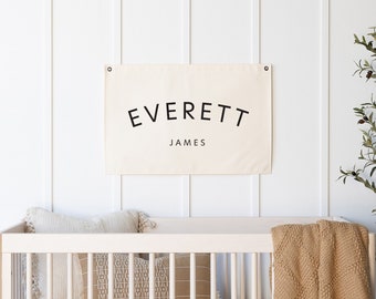 Baby name flag | canvas flag | nursery name sign | custom name banner | boho nursery decor | D2