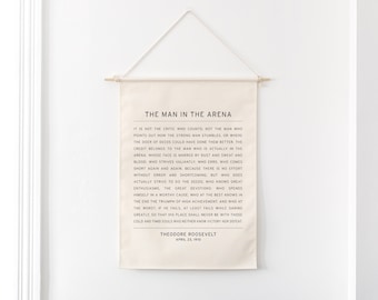 The Man In The Arena | Dowel Rod Canvas | Wall Art Canvas | Motivational Sign | Office Decor | Theodore Roosevelt Quote