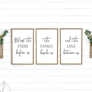 dining room wall decor | Bless the food before us set | wood signs | dining room signs | kitchen wall decor | home wall decor