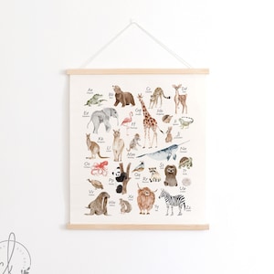 Animal Alphabet | Fabric Wall Hanging | Kids Room Decor | Playroom Wall Decor | Classroom Decor | Canvas Art | ABC Sign | Home School Decor